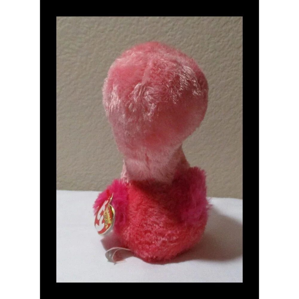 Ty Beanie Boos Gilda The Pink Flamingo Big Blue Glitter Eyes CREASED TAG